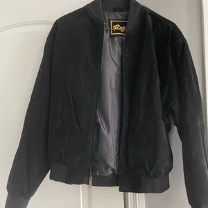 Men's Medium black suede leather bomber jacket - Reed's brand